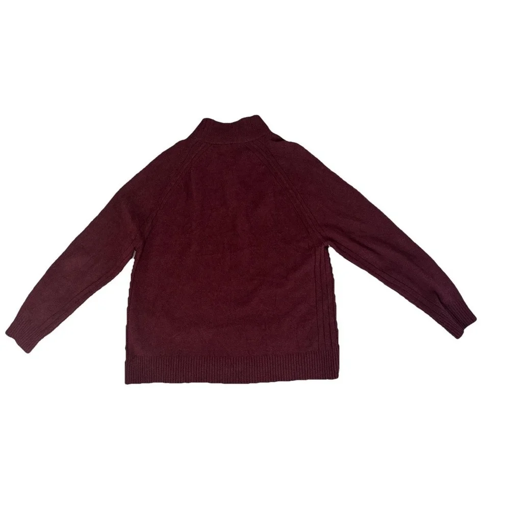 Banana Republic Mens XL Maroon Italian Wool Blend Mock Neck Button Sweater Knit